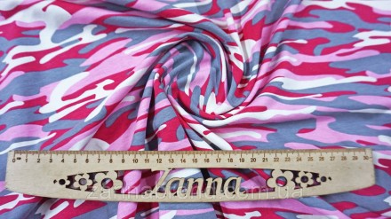 
 Ткань двунитка разноцветная "Розовый камуфляж" (Турция) - это плотный, но мягк. . фото 4