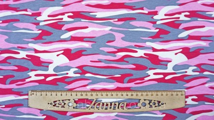 
 Ткань двунитка разноцветная "Розовый камуфляж" (Турция) - это плотный, но мягк. . фото 2