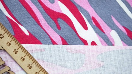 
 Ткань двунитка разноцветная "Розовый камуфляж" (Турция) - это плотный, но мягк. . фото 6