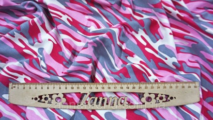 
 Ткань двунитка разноцветная "Розовый камуфляж" (Турция) - это плотный, но мягк. . фото 5