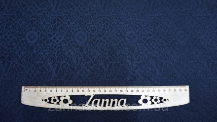  Трикотажная ткань темно-синего цвета с рельефным принтом "LV" - мягкая, плотная. . фото 2