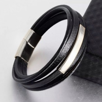 
 Мужской кожаный браслет Black/Silver
Кожаные браслеты из новой коллекции послу. . фото 4