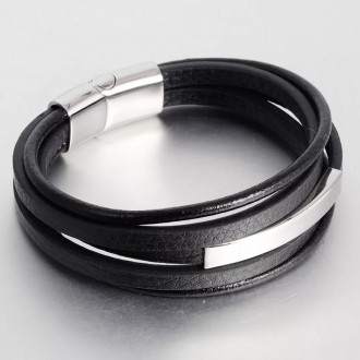 
 Мужской кожаный браслет Black/Silver
Кожаные браслеты из новой коллекции послу. . фото 3