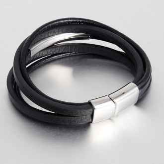 
 Мужской кожаный браслет Black/Silver
Кожаные браслеты из новой коллекции послу. . фото 5