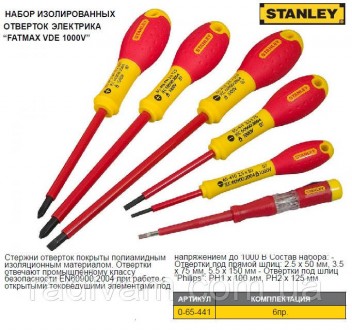 Набор отверток VDE до 1000V STANLEY FatMax индикатор PH,PZ,SL 6 штук 0-65-441. Тернопіль. фото 1 Набор отверток VDE до 1000V STANLEY FatMax индикатор PH,PZ,SL 6 штук 0-65-441. Тернопіль. фото 1