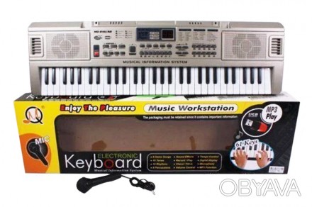 Синтезатор Орган 61 клавіш, мікрофон, працює від зарядного і батарейок MQ816USB
. . фото 1