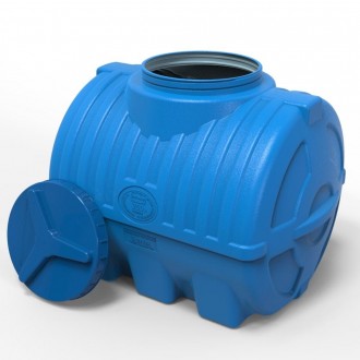 Бочка для воды пластиковая горизонтальная 200 литров синяя трехслойная. Д/Ш/В - . . фото 5