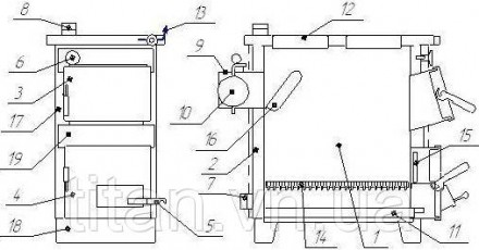 Котел на твердом топливе модели Тивер АКТВ-14 (котел плита) - рассчитан на площа. . фото 3
