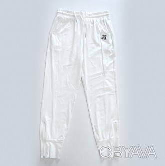 Весенние женские штаны белые.
Длина брюк от пояса: 92см
Длинна по внутреннему кр. . фото 1