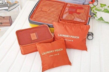 Набор дорожных органайзеров Laundry Pouch Travel 6 шт оранжевый Набор дорожных о. . фото 3