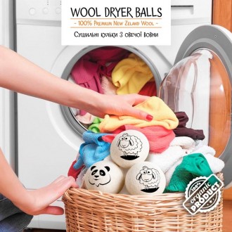Шерстяные мячики для сушки Dryer Balls / Еко-шары из овечей шерсти 100% Новая Зе. . фото 5