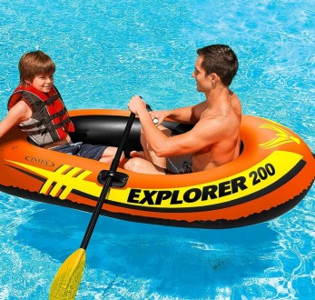 Полутораместная надувная лодка Intex Explorer 200, 185х94 см, с веслами и насосо. . фото 6