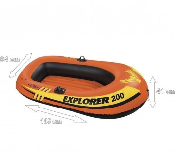 Полутораместная надувная лодка Intex Explorer 200, 185х94 см, с веслами и насосо. . фото 4