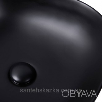 Раковина Qtap Kolibri 410x410x150 Matt black с донным клапаном QT10112144MBMB. . фото 1