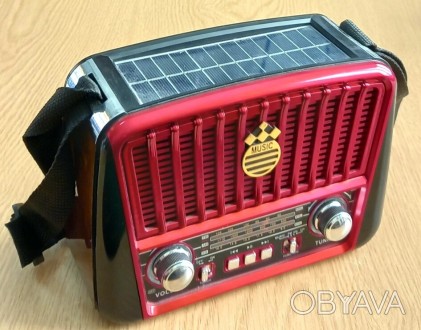 Фонарь, радиоприёмник-колонка FM/AM/SW RX-456S-G, TF/USB, солнечная панель, акку