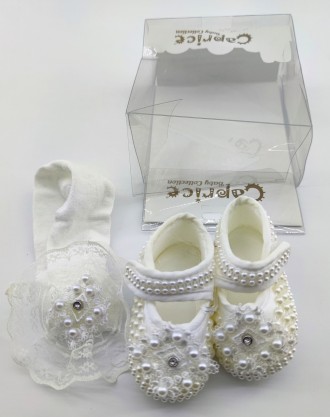 
Нарядная обувь пинетки и повязка для девочки. Сделаны из натуральной ткани укра. . фото 2