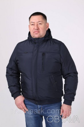 Стильна чоловіча демісезонна куртка великих розмірів зі зйомним капюшоном та рез. . фото 1