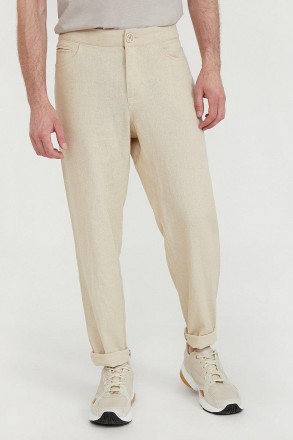 Мужские летние брюки из льна и вискозы, прямого кроя от финского бренда Finn Fla. . фото 4
