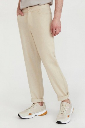 Мужские летние брюки из льна и вискозы, прямого кроя от финского бренда Finn Fla. . фото 2