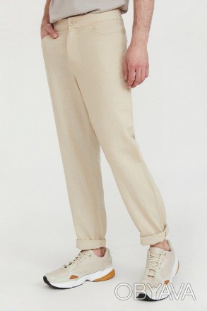 Мужские летние брюки из льна и вискозы, прямого кроя от финского бренда Finn Fla. . фото 1