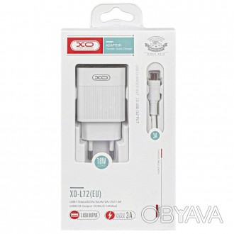 СЗУ XO QC 3.0 L72 30W (18W/1USB + 2.4A/2 USB) + microUSB White
	Отличное качеств. . фото 1