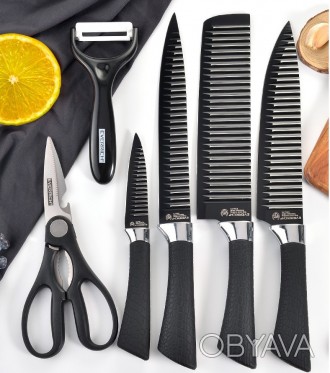 Опис:
Німеччина наборів ножів з антипригарним покриттям набір ножів з нержавіючо. . фото 1