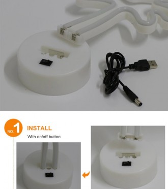Характеристика
Материал: гибкий LED
Питание : 2 варината - от USB или от 3 батар. . фото 7