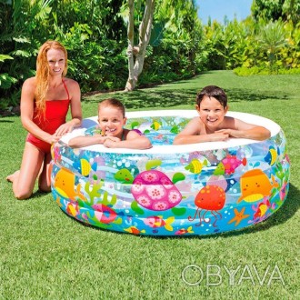 Детский надувной бассейн "Аквариум" Intex 58480 прекрасная возможность соединить. . фото 1