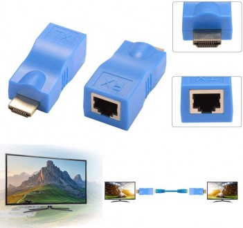 Удлинитель (адаптер) HDMI сигнала по витой паре (RJ45) до 30 м Blue (95511). Дніпро. фото 1 Удлинитель (адаптер) HDMI сигнала по витой паре (RJ45) до 30 м Blue (95511). Дніпро. фото 1