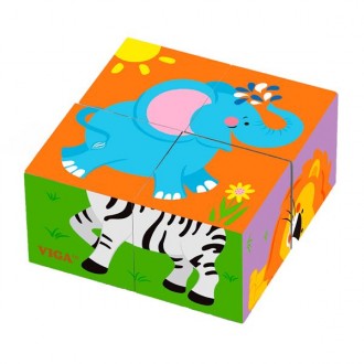 Пазл-кубики от Viga Toys Зверята помогут ребенку в познании мира в игровой форме. . фото 5