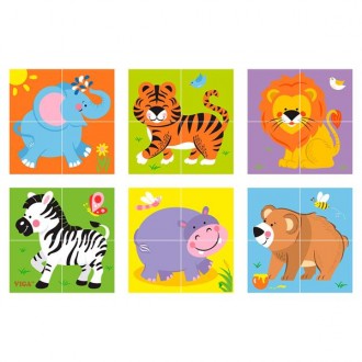 Пазл-кубики от Viga Toys Зверята помогут ребенку в познании мира в игровой форме. . фото 3