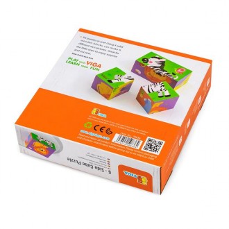 Пазл-кубики от Viga Toys Зверята помогут ребенку в познании мира в игровой форме. . фото 4