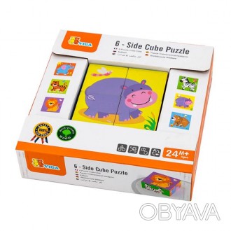 Пазл-кубики от Viga Toys Зверята помогут ребенку в познании мира в игровой форме. . фото 1