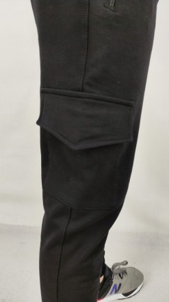  
Трикотажные брюки Джогеры двунитка с манжетами, карманами на замке и с шнурком. . фото 3