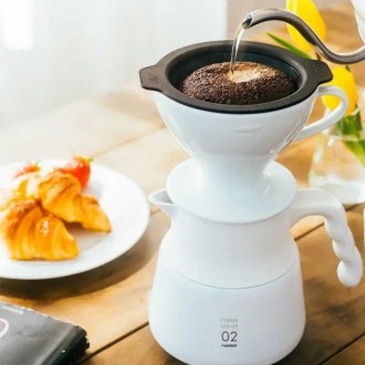Пуровер воронка v60 02 Hario для приготовления фильтр кофе, с многоразовым фильт. . фото 3