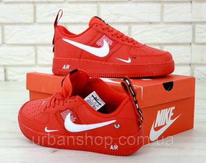 Чоловічі шкіряні кросівки Nike Air Force 1 LOW Червоні Red. 11753 .. . фото 6