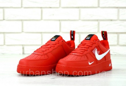 Чоловічі шкіряні кросівки Nike Air Force 1 LOW Червоні Red. 11753 .. . фото 5