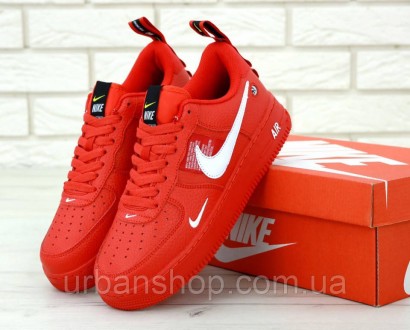 Чоловічі шкіряні кросівки Nike Air Force 1 LOW Червоні Red. 11753 .. . фото 3