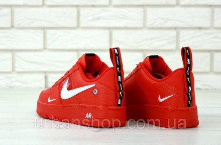 Чоловічі шкіряні кросівки Nike Air Force 1 LOW Червоні Red. 11753 .. . фото 4