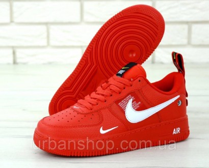 Чоловічі шкіряні кросівки Nike Air Force 1 LOW Червоні Red. 11753 .. . фото 2