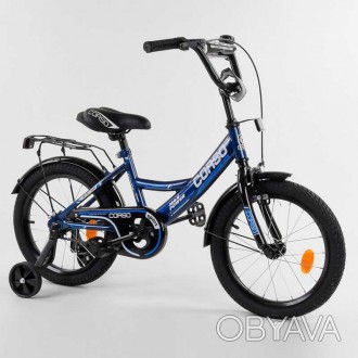 Велосипед 16" дюймов 2-х колёсный "CORSO" CL-16958 сине-голубой, ручной тормоз, . . фото 1