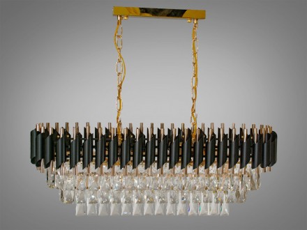 Хрустальная люстра овальной формы для гостиной 201202-800X300BK+S-G. Одесса. фото 1