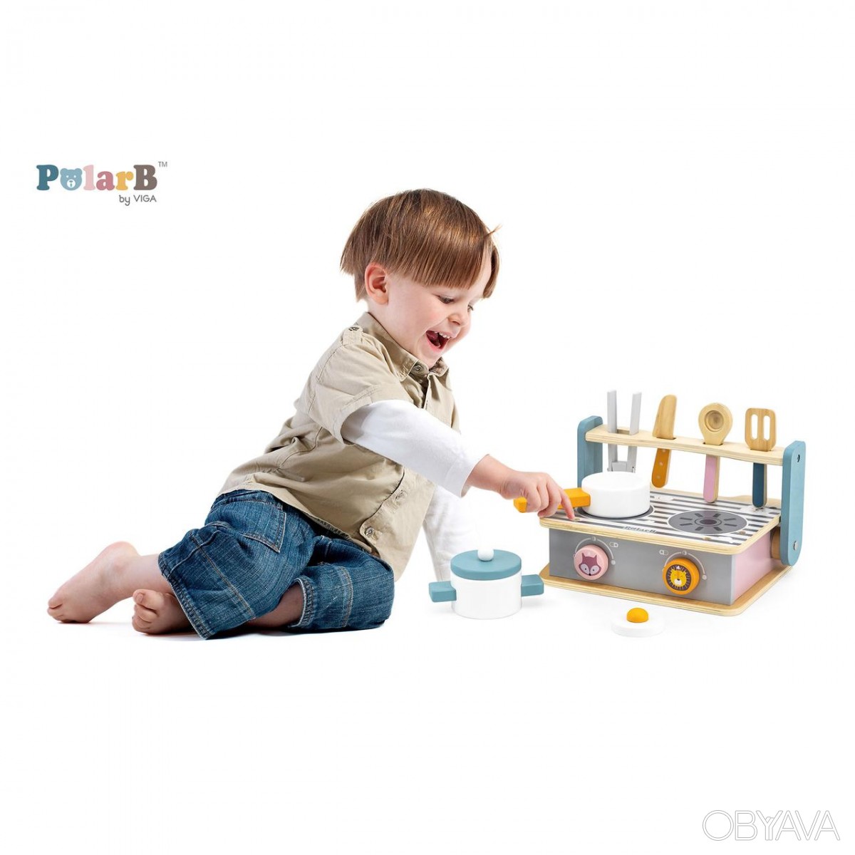ᐈ Детская плита игрушечная из дерева Viga Toys PolarB деревянная кухня ...