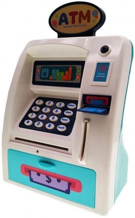 Детская копилка банкомат затягивает купюры со звуком, просит ввести пароль и
при. . фото 3