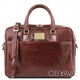Кожаный портфель для ноутбука с передним карманом Tuscany Leather Urbino TL14124. . фото 1