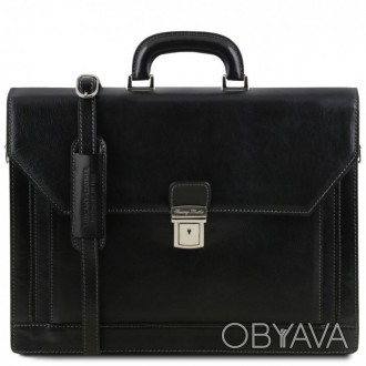 Кожаный мужской портфель на два отделения NAPOLI Tuscany Leather TL141348. . фото 1