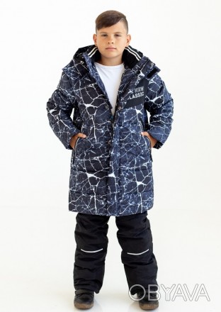 Куртка для мальчика, материал с принтом, со светоотражающими элементами.Низ курт. . фото 1