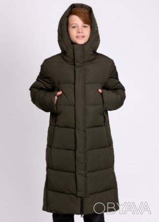Зимнее пальто прямого силуэта с горизонтальной стежкой выполнено из качественной. . фото 1