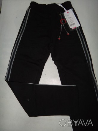 чёрные брюки с полоской сбоку . . фото 1