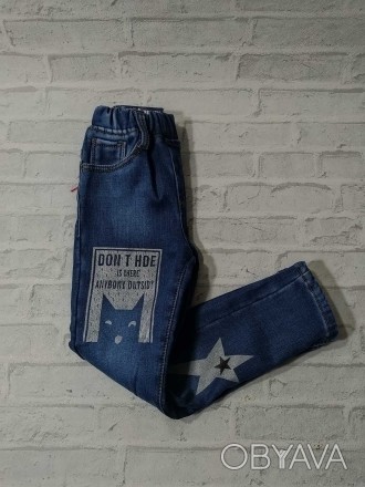 Синие джинсы флис с котиком талия на резинке. 
Производитель: MOYABERVA 
Размер:. . фото 1
